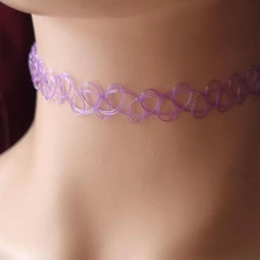 Multi-Color Tattoo Fishnet Choker - Jeglowstore