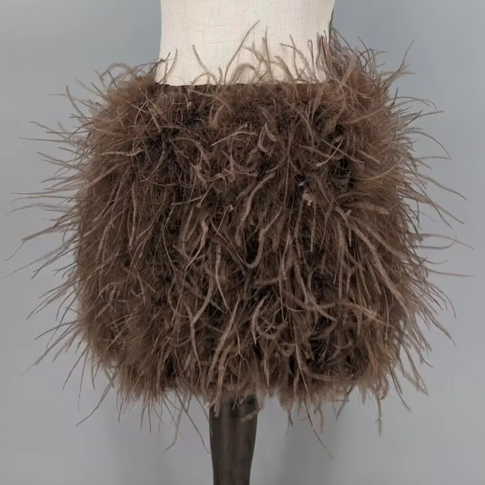 Ostrich Feather Mini Skirt - Jeglowstore