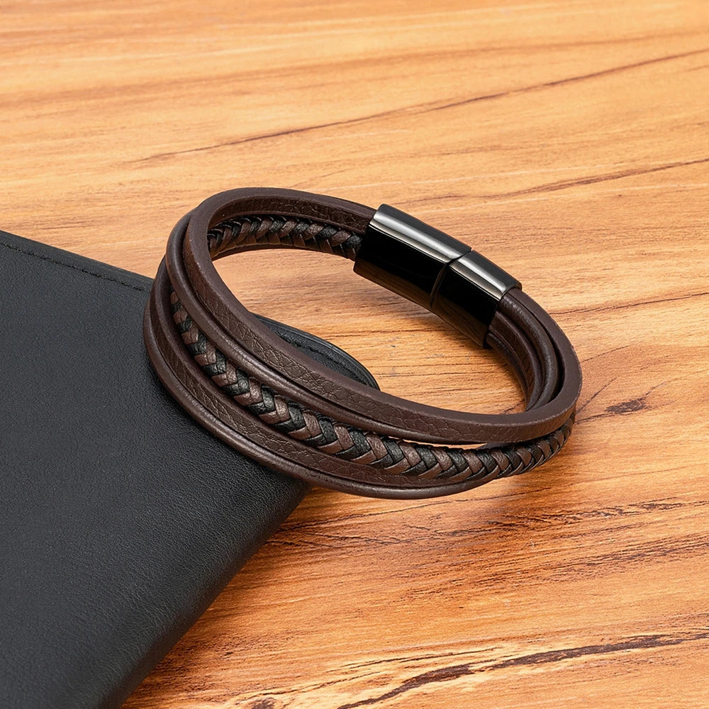 Men’s Multilayer Woven Leather Bracelet