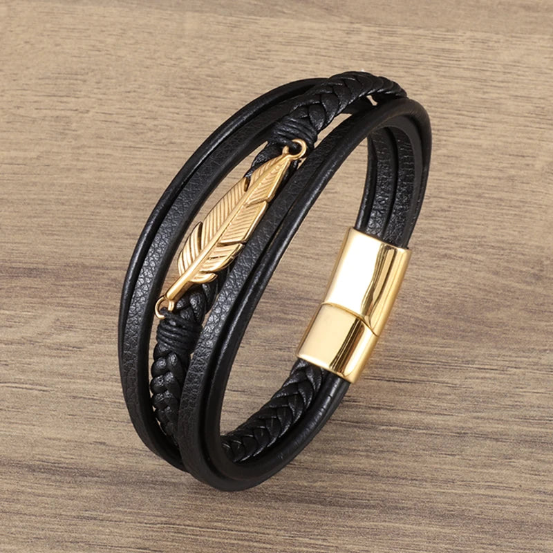 Business Style Leather Men’s Bracelet - Jeglowstore