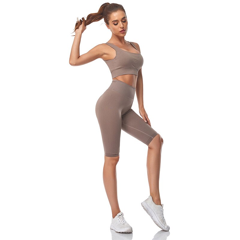 WAREBALL Seamless Women Yoga Set Sports Bra Sports Shorts Fitness Wear Outfit 2 Piece Gym Yoga Sets Workout Suits