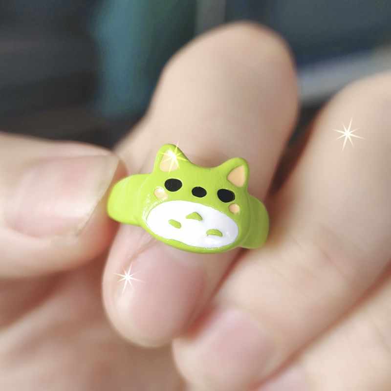 Punk eyes ring Cute Green Monster Ring For Women Fashion Sweet Two Color Cat Eyes Open Couple Ring party Finger Accessories