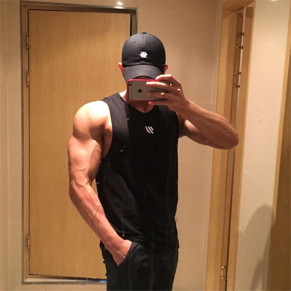 Men's Summer Gym Shirt Street High Quality Sleeveless T-shirts For Men Tank Tops Workout Fitness Singlets Sport Vest Clothing