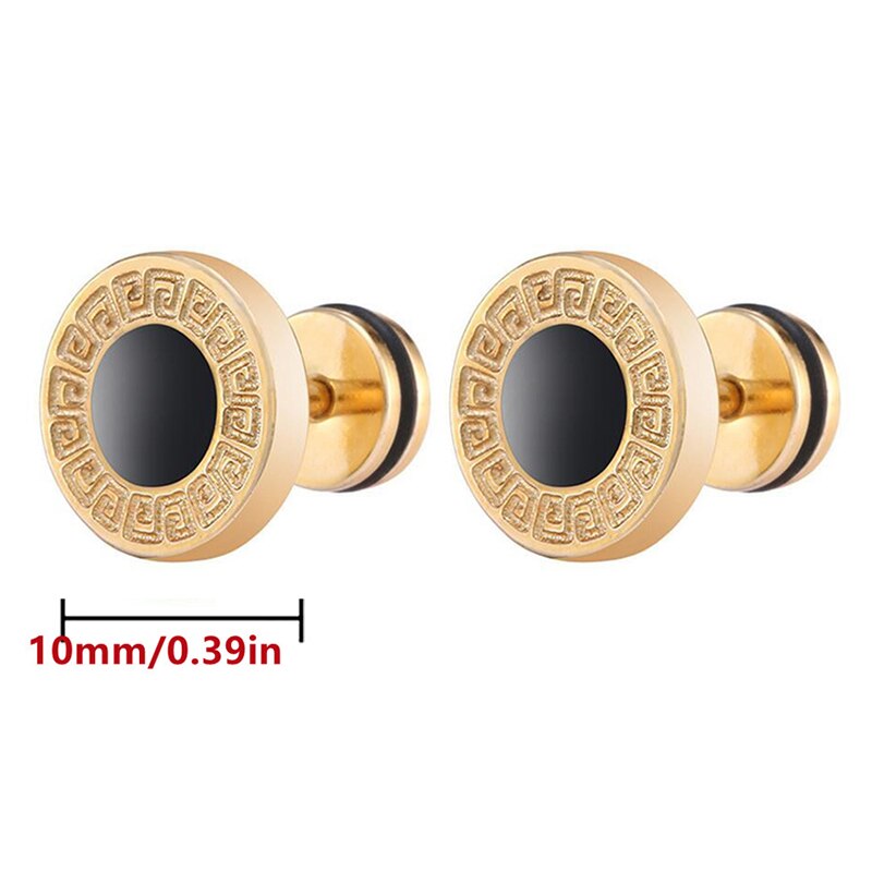 Design Stainless Steel Women's Studs Earrings For Men Ear Piericng Black Stone Gold Silver Color Face Stud Earring Jewelry
