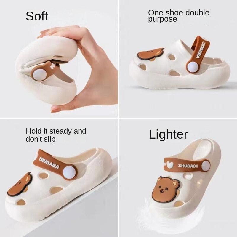 Summer New Children's Cold Slippers Indoor Non -slip and Soft Bottom Comfort Cute Baby Hole Shoes, Boys and Girls Home Slippers