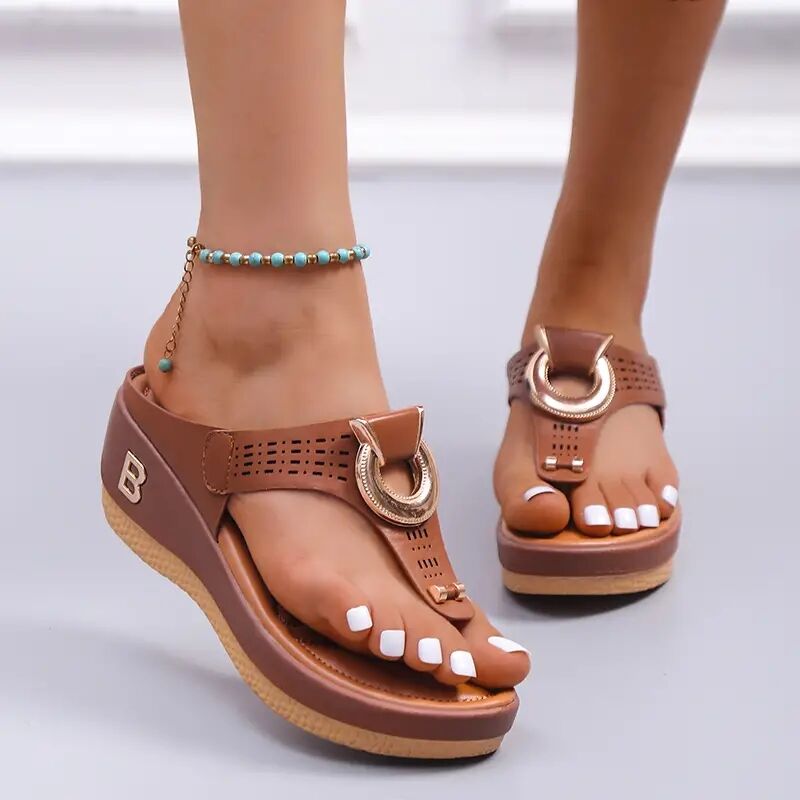 Women New Summer Sandals Open Toe Beach Shoes Flip Flops Wedges Comfortable Slippers Cute Sandals Plu Size 35~43 Chaussure Femme