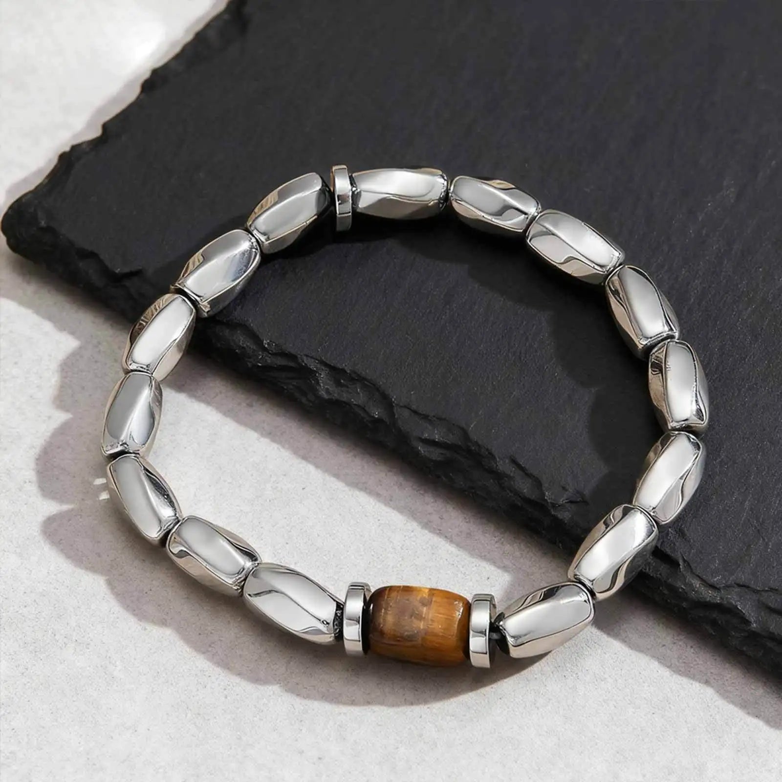 Elastic Tiger Eye Men’s Bracelet - Jeglowstore