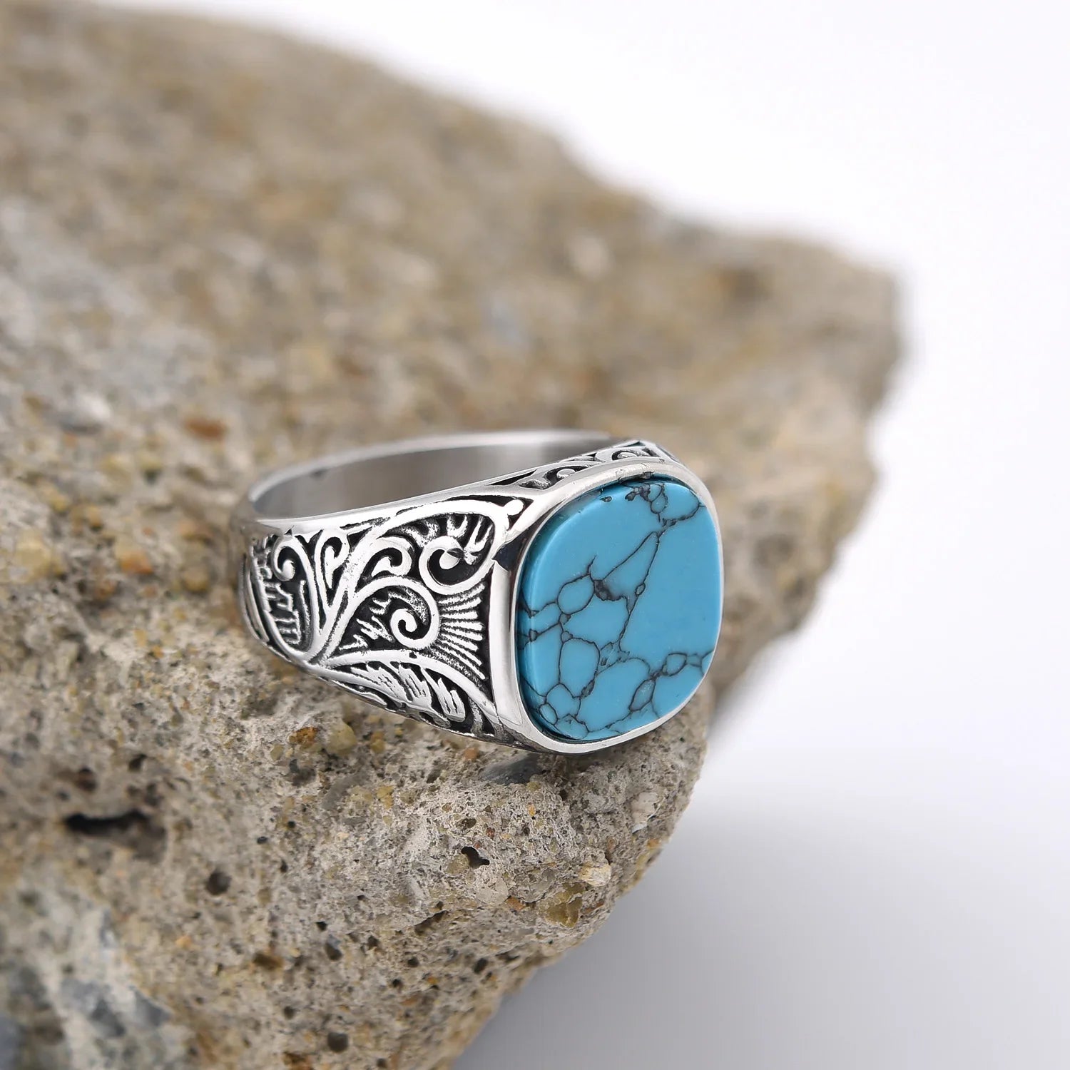 Men’s Multi-Color Stainless Steel Gemstone Ring - Jeglowstore