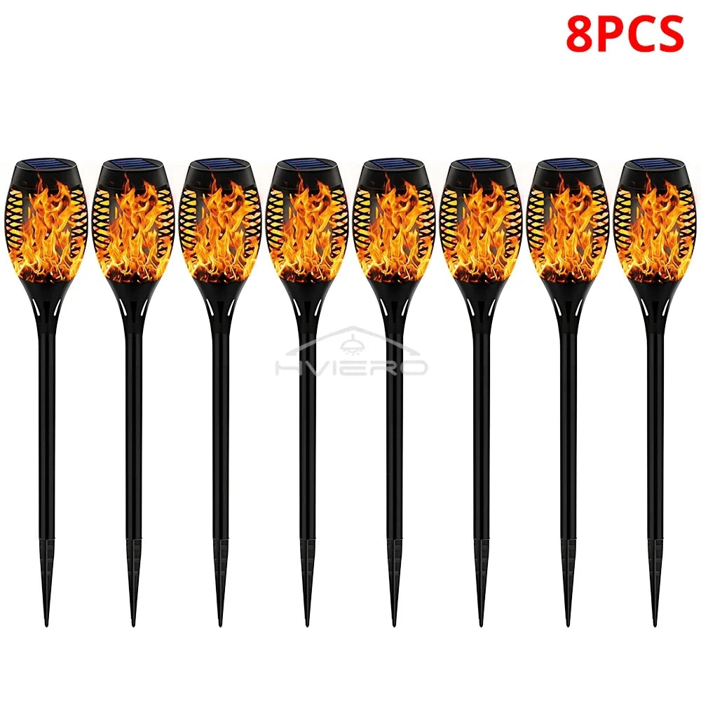 1/2/4/6/8/10/12X Solar Flame Torch Lights 12LED Flickering Waterproof Garden Decoration Outdoor Lawn Path Yard Patio Floor Lamp - Jeglowstore