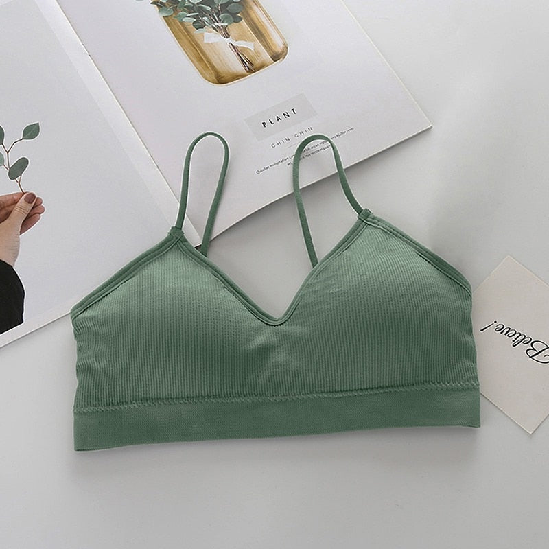 Women Sexy Crop Tops Sports Bra Female Tube Tops Sleeveless Camis Seamless Lingerie Tee Bra Bandeau Crop Top Tanks