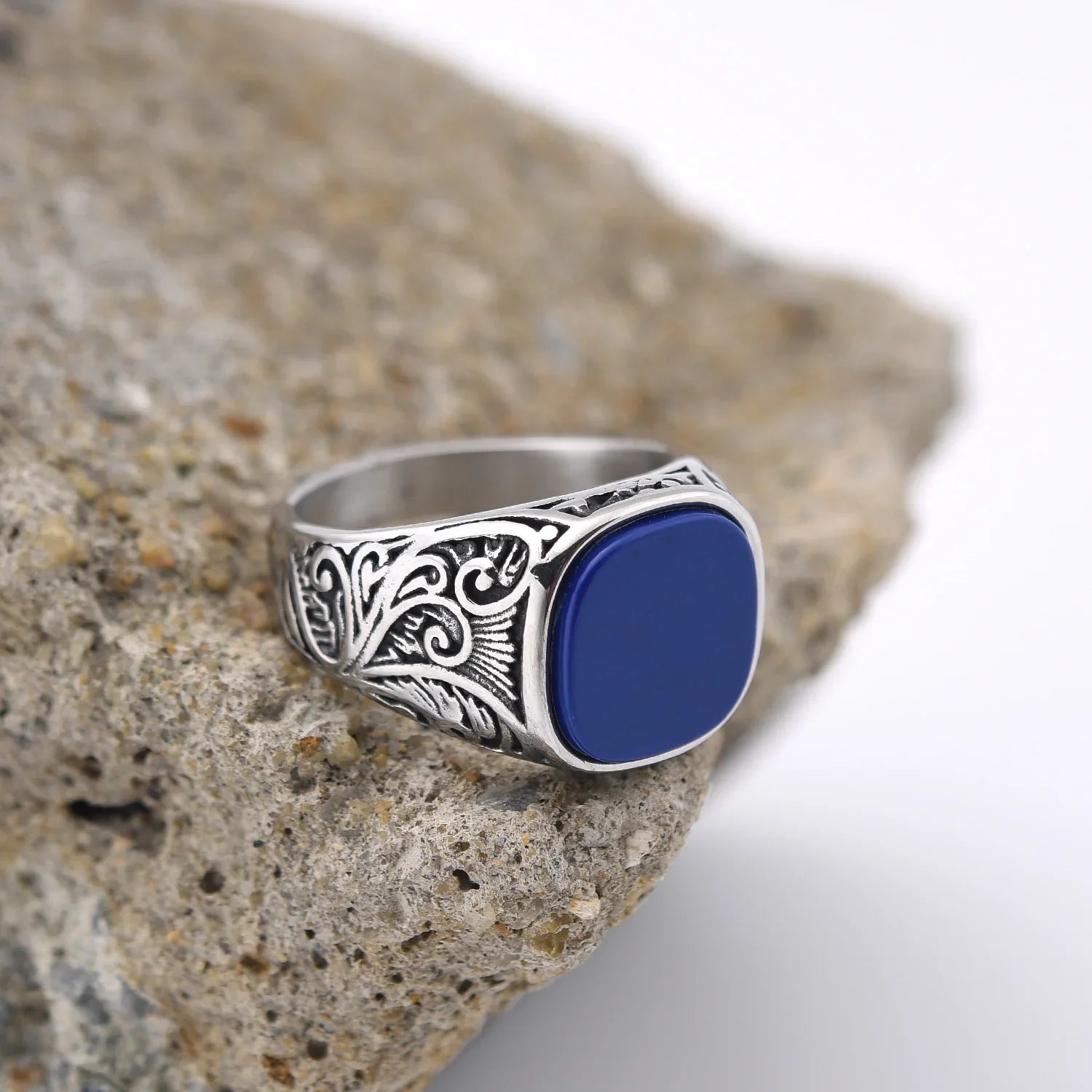 Men’s Multi-Color Stainless Steel Gemstone Ring - Jeglowstore