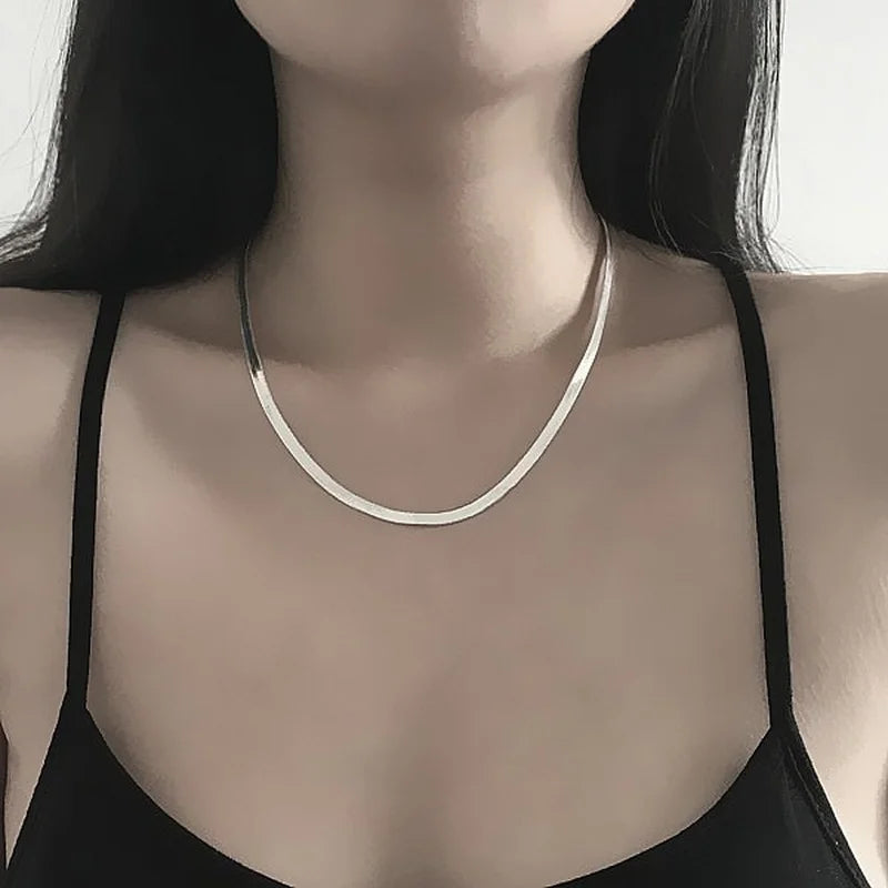 Luxury 925 Sterling Silver fine 4MM Blade Flat snake Chain Necklace for Men's Women fashion wedding party Jewelry Christmas gift