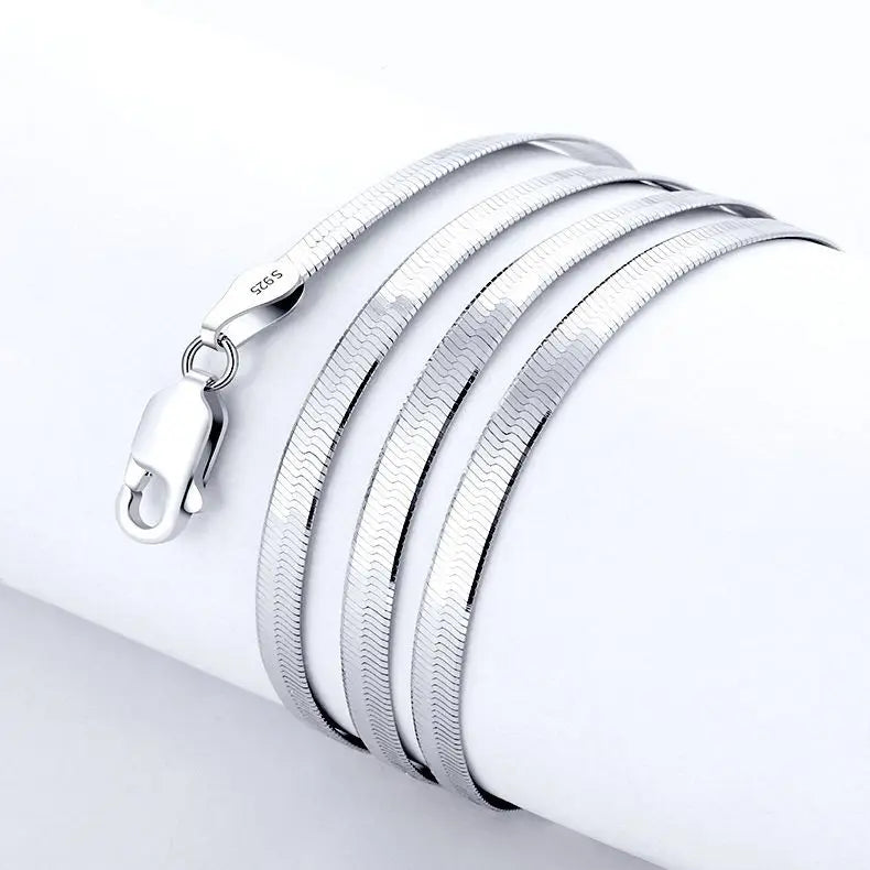 Luxury 925 Sterling Silver fine 4MM Blade Flat snake Chain Necklace for Men's Women fashion wedding party Jewelry Christmas gift