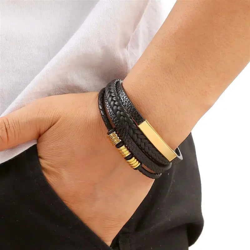 Men’s Classic Handwoven Leather Bracelet - Jeglowstore