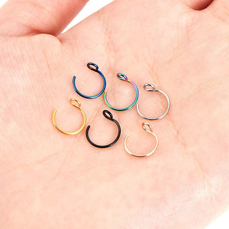 1PC G23 Titanium Nose Rings D Shape Nose Hoop Stud Ear Cartilage Piercing Nose Nostril Piercing Nariz Body Jewelry Piercings