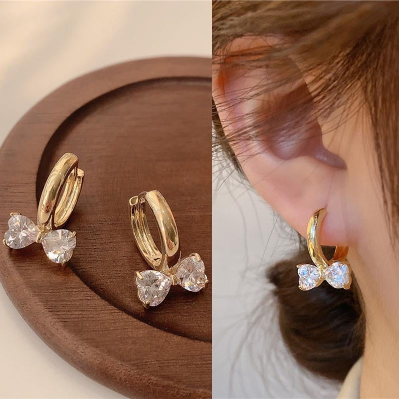 Fashion Cross Stud Earrings For Women Girls Korean Style Elegant Crystal Jewelry Ear Rings Fishtail Lady Earrings Gift