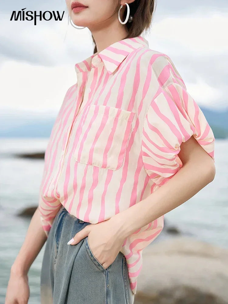 Women’s Office Striped Polo Shirt - Jeglowstore