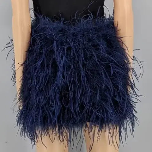 Ostrich Feather Mini Skirt - Jeglowstore