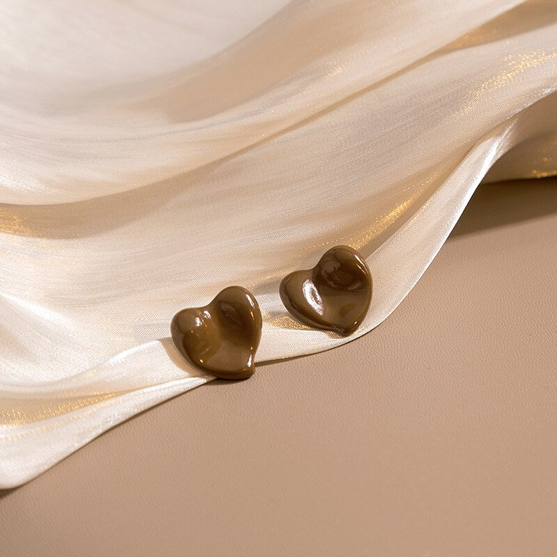 Fashion Rhinestone Stitching Heart Small Stud Earrings Pink Girls Daily Wear Earrings Girl Gift Jewelry 2022