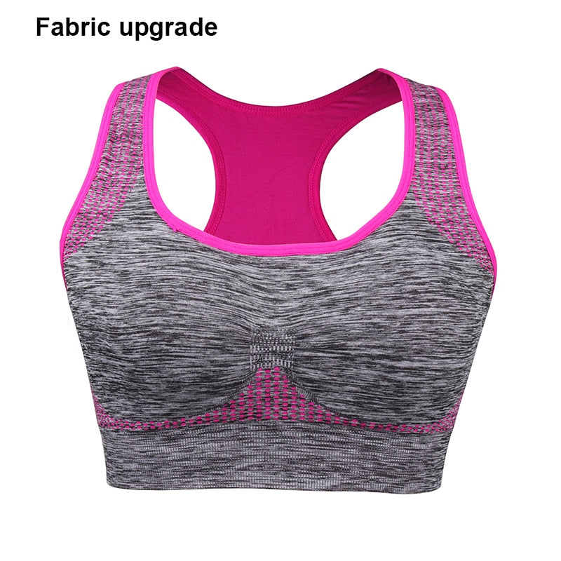 Shockproof Quick Dry Sports Bra Women Padded Gather Yoga Bra Push Up Gym Running Bra Seamless Workout Fitness Bra Top