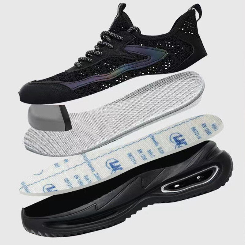 Waliantile 2023 Summer Work Safety Shoes For Men Male Puncture Proof Anti-smashing Industry Working Boots Sneakers Steel Toe Man