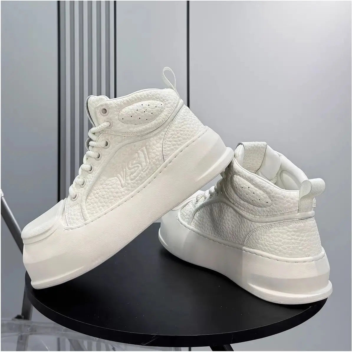 Men’s High-Top PU Leather Platform Sneakers - Jeglowstore