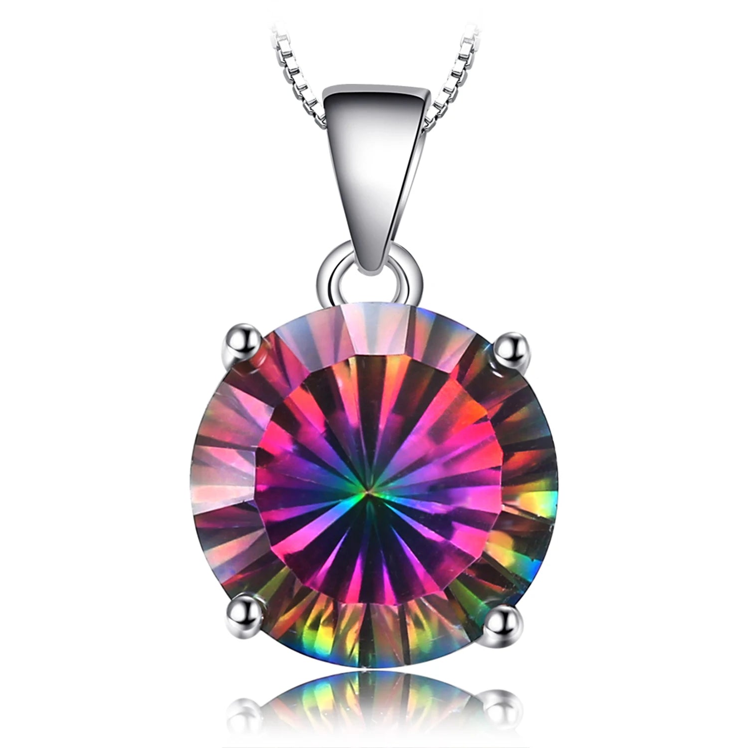 JewelryPalace Rainbow Fire Quartz Silver Pendant - Jeglowstore