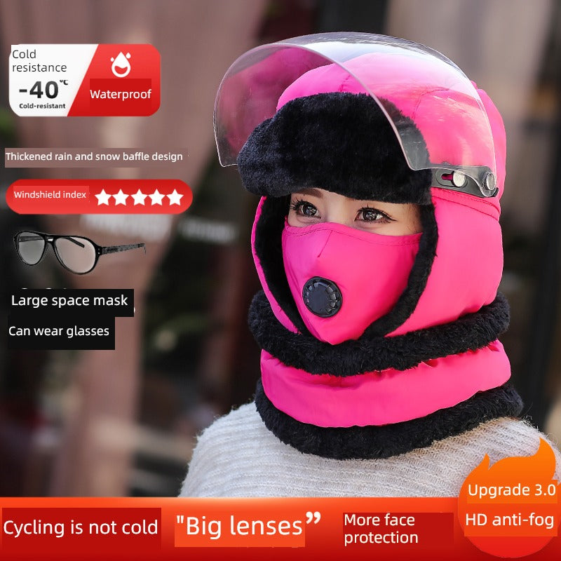 Women's Winter Cold-Proof Cycling Warm Artifact Eye Protection Hat