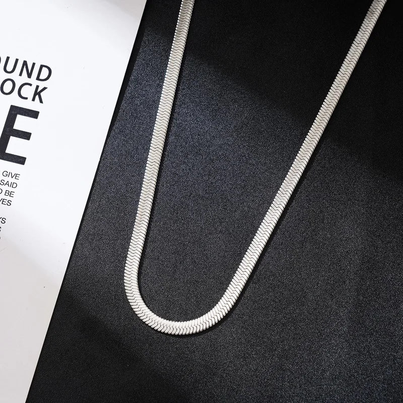 Luxury 925 Sterling Silver fine 4MM Blade Flat snake Chain Necklace for Men's Women fashion wedding party Jewelry Christmas gift