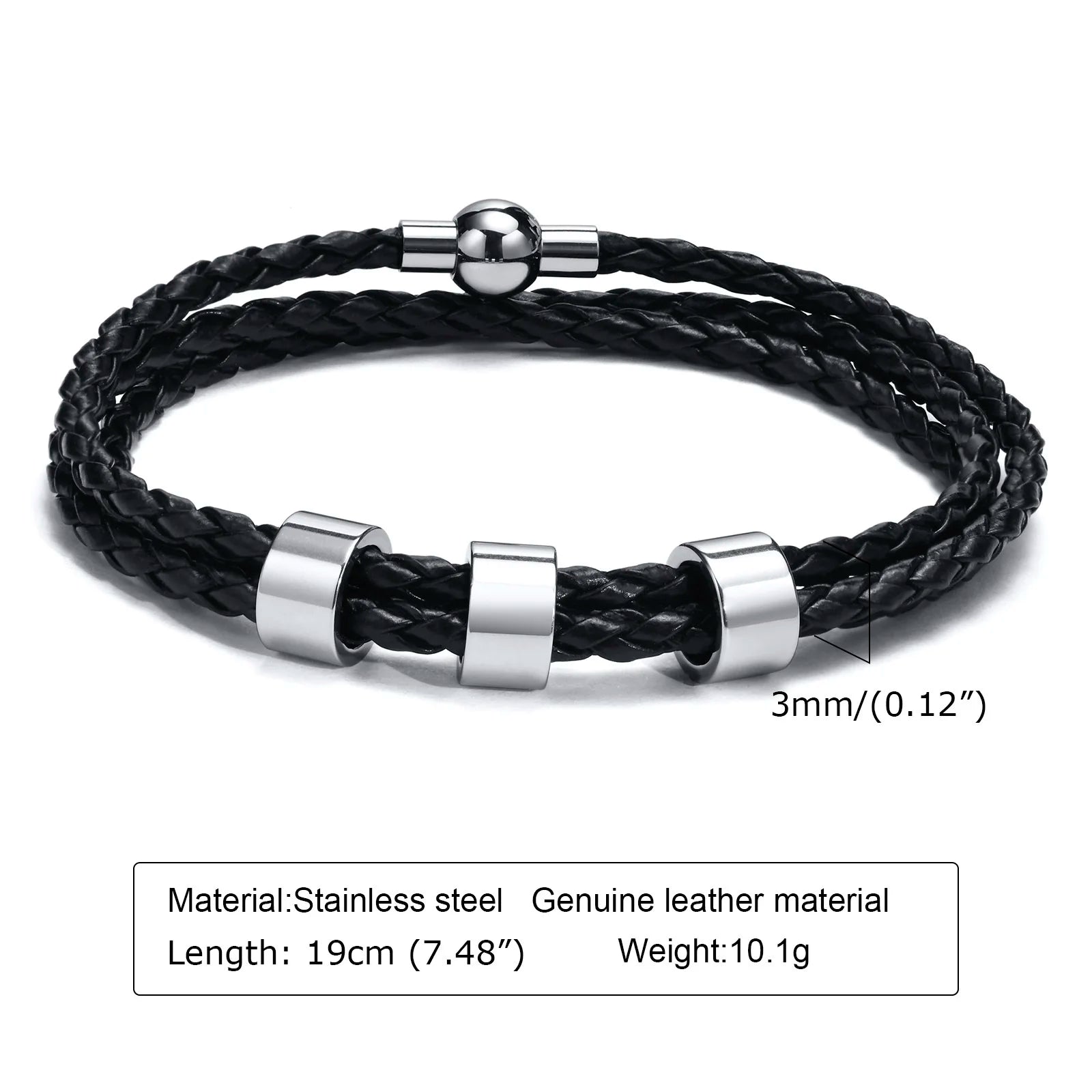 Custom Name Braided Leather Men’s Bracelet - Jeglowstore