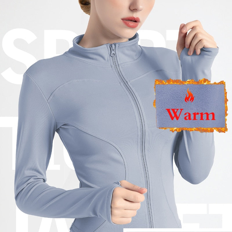 Aiithuug Women's Slim Fit Lightweight Jackets Women's Full Zip-up Yoga Sports Running Jacket with Thumb Holes for Workout