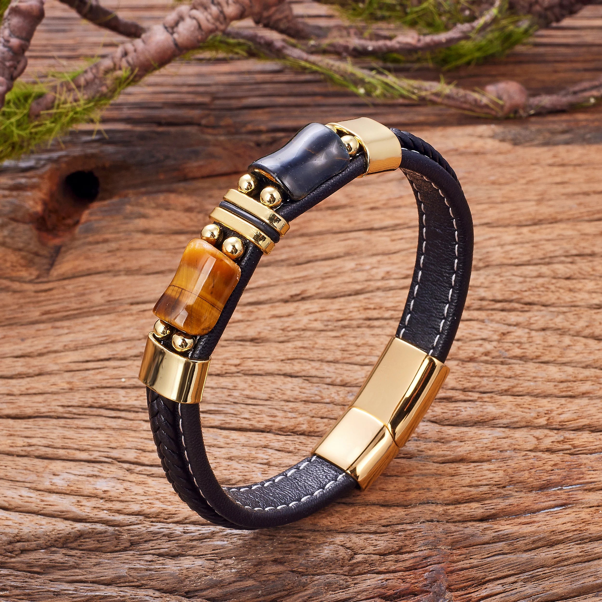 Geometric Tiger Eye Men’s Bracelet - Jeglowstore