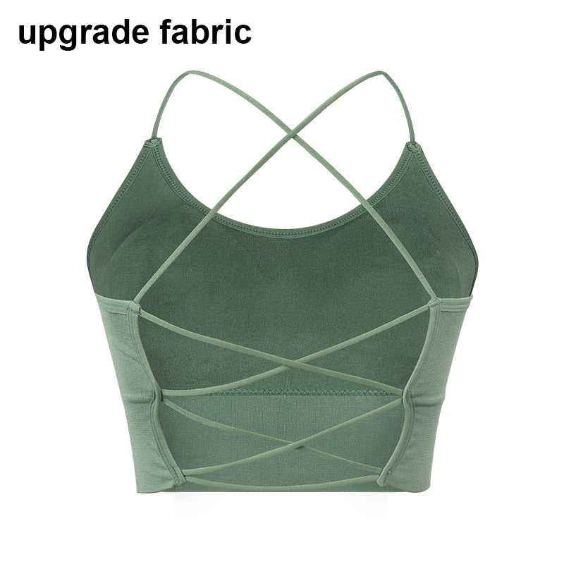 Thin Strape Yoga Sports Bra, Breathable Comfortable Workout Top Bra Without Steel Ring,Sexy Beauty Back Sports Bra for Women Gym