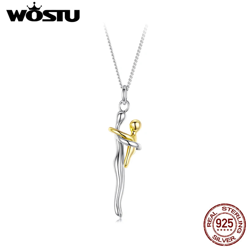 Two-Tone Mom & Child Sterling Silver Necklace - Jeglowstore