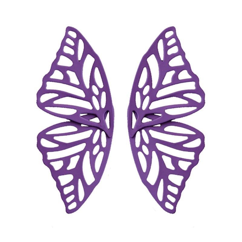 Hot Sale Hollow Big Butterfly Stud Earring for Women Metal Angel Wing Pendant Ear Statement Jewelry Party Christmas Gift