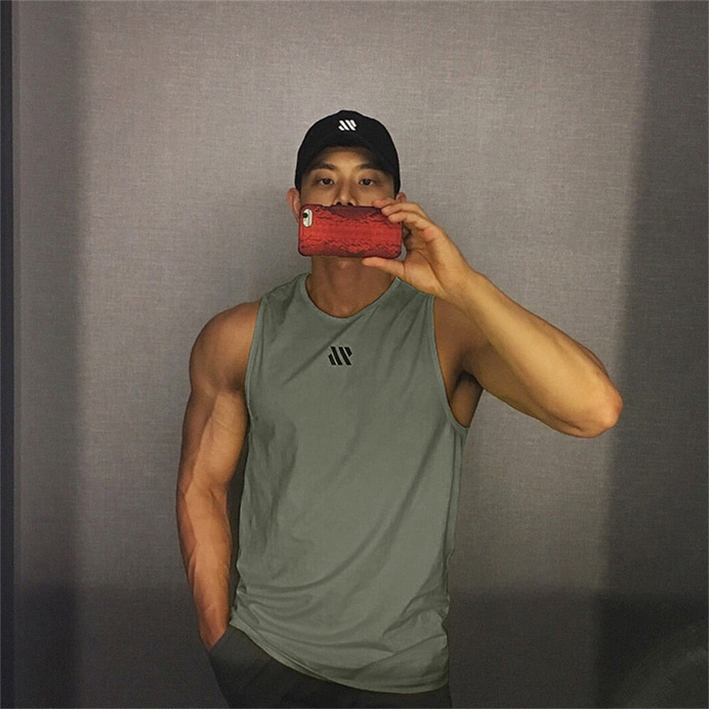 Men's Summer Gym Shirt Street High Quality Sleeveless T-shirts For Men Tank Tops Workout Fitness Singlets Sport Vest Clothing
