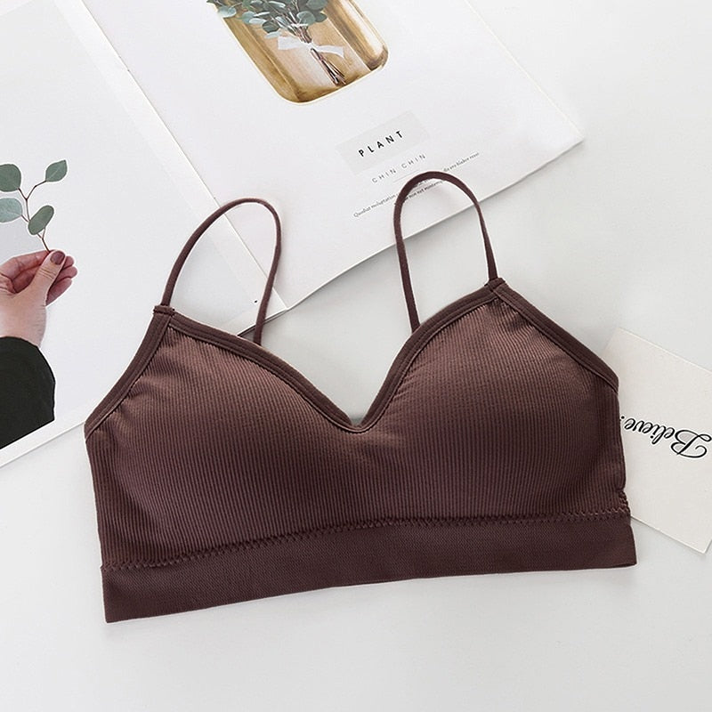 Women Sexy Crop Tops Sports Bra Female Tube Tops Sleeveless Camis Seamless Lingerie Tee Bra Bandeau Crop Top Tanks