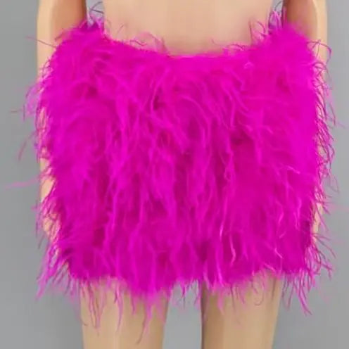Ostrich Feather Mini Skirt - Jeglowstore