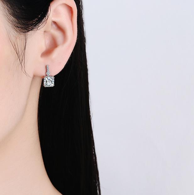 Silver Color Square Zircon Earrings for Women Girl Simple Korean Fashion 925 Silver Needle Ear Buckles Earring Trendy Jewelry