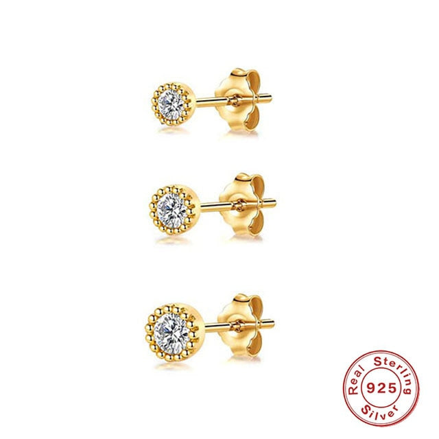 CANNER Aros 18K Gold Plated Earring Set 925 Sterling Silver Small Ear Bone Piercing Earrings For Women 3PCS Jewelry Accessories