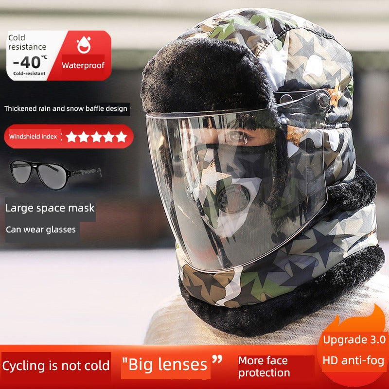 Women's Winter Cold-Proof Cycling Warm Artifact Eye Protection Hat