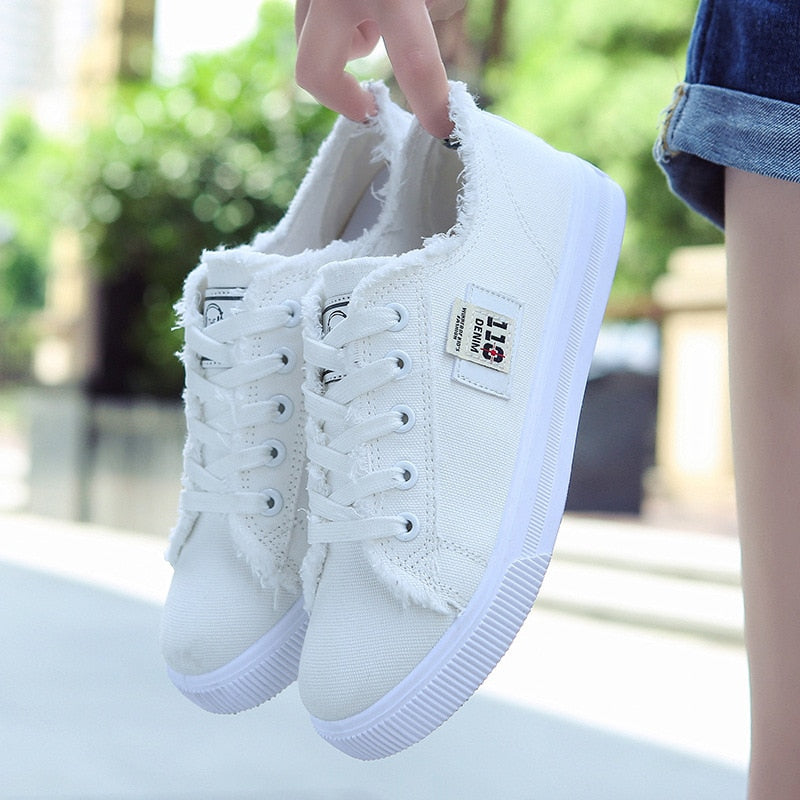 Women Pattern Canvas Sneakers Woman Casual Shoes 2023 Girls Sneakers Ladies Shoes Flat Lace-Up Zapatillas Mujer Chaussure Femme
