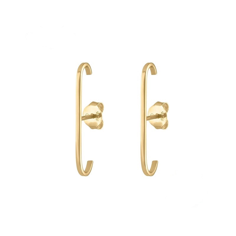 SIPENGJEL Fashion Single Row Crystal Zircon Geometric Stud Earrings for Women Ear Hook Clip Earrings Statement Piercing Jewelry