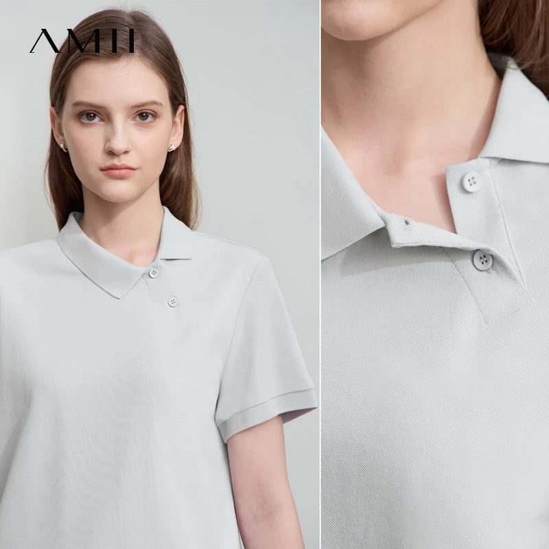 Amii Women’s Asymmetric Polo T-Shirt - Jeglowstore