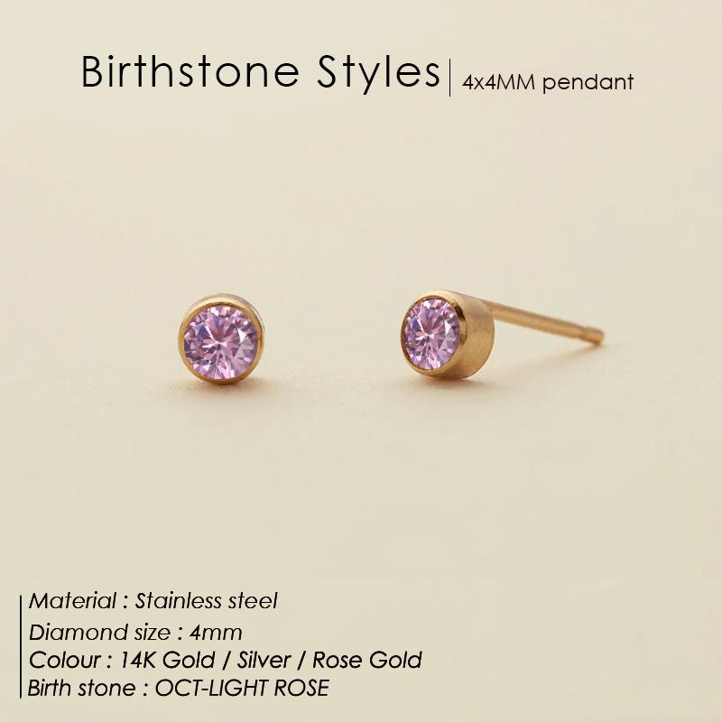 SUNIBI Stainless Steel Earrings for Women Birthstone Piercing Gun Gold Color Ear Stud Push-Back Piercing Gifts Jewelry Wholesale