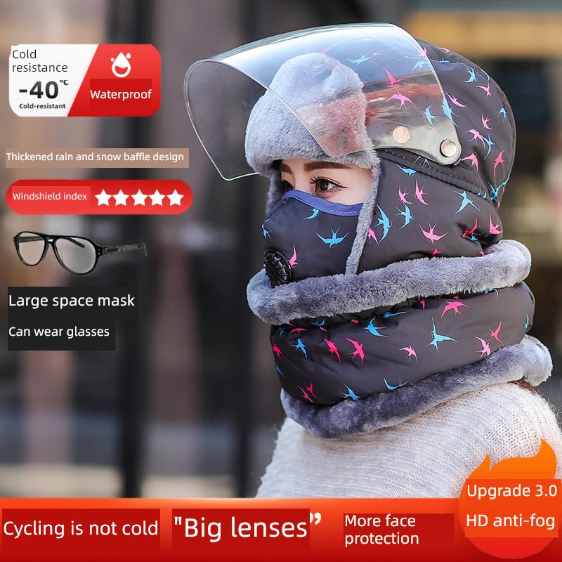 Women's Winter Cold-Proof Cycling Warm Artifact Eye Protection Hat