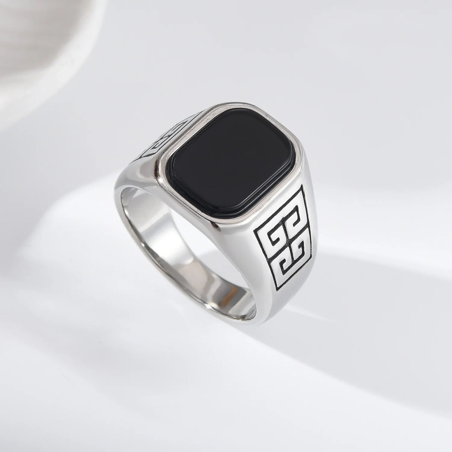 A3485 Men's High Quality 316LStainless Steel Onyx Watchband Rings Classic Fashion Trend Jewelry Product - Jeglowstore