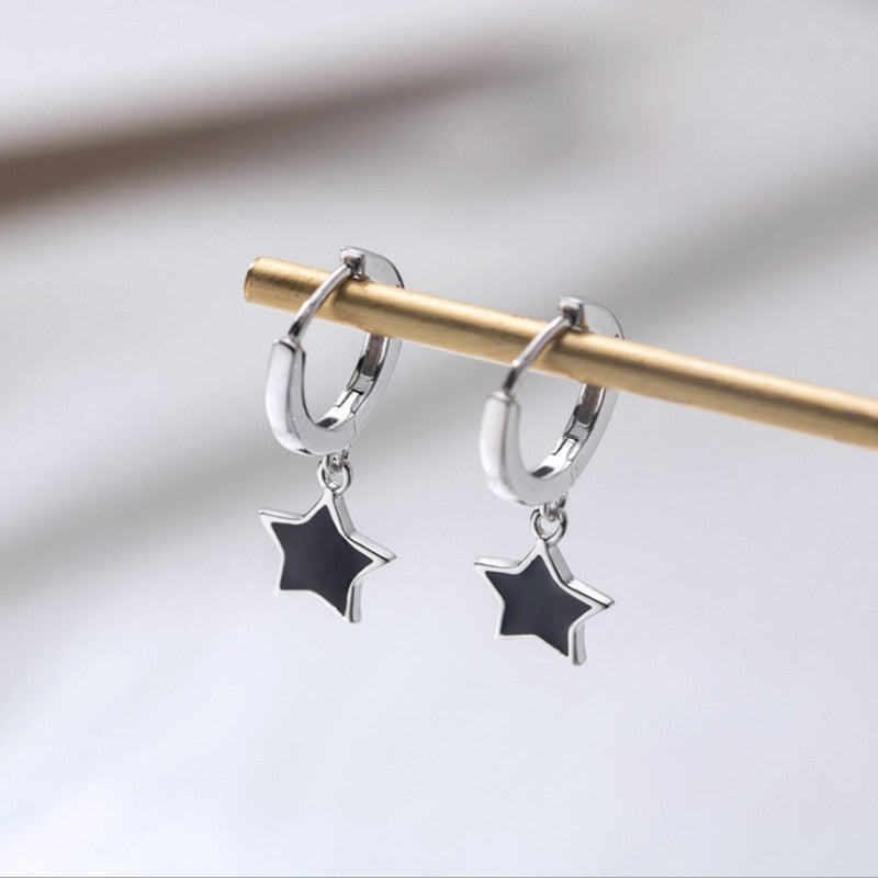 CIAXY Silver Color Small Five-pointed Star Earrings for Women Girl Simple Korean Fashion Ear Buckles Earring Trendy Jewelry