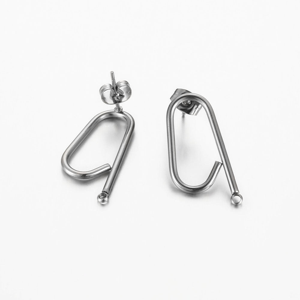 No Fade 10pcs Stainless Steel Ear Studs Earring Post Base Pins with Ear Backs Earplug for Earrings DIY Jewelry Making Components