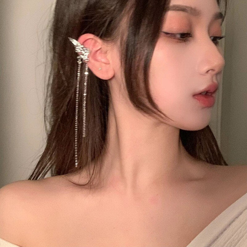Exquisite Fairy Butterfly Tassel Ear Clips Angel Ear Bone Clip Earring Elf Female No Ear Hole Ear Cuff Fashion Hanging Earring